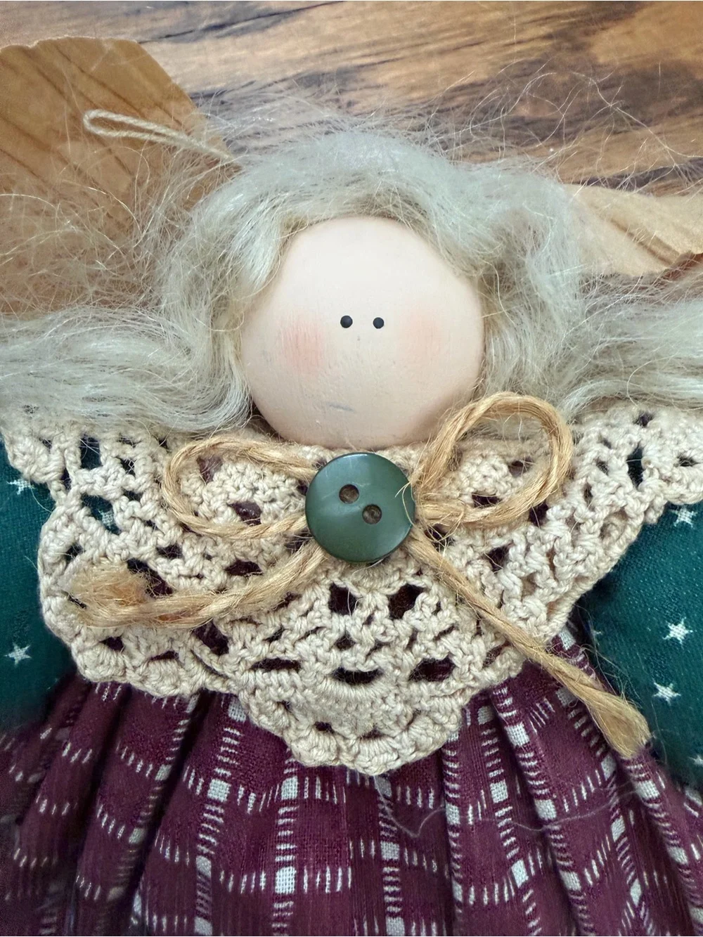 Handcrafted Primitive Country Style Angel Doll Holiday Joy Star Decor